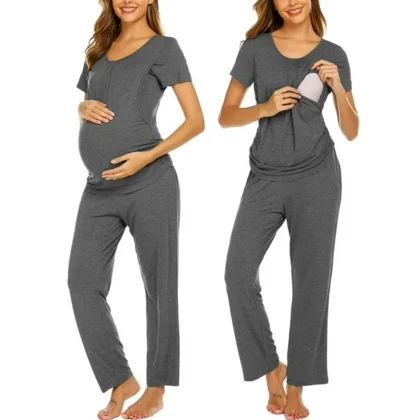 Avidlove Maternity Nursing Pajama Sets Labor Delivery Pjs Louge Set Breastfeeding Pajamas Short Sleeve Top & Pants Pregnancy Sleepwear Set