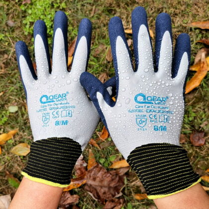 Gardening Work Glove, Latex Rubber Fully Coated, Knitted Liner, Flexible, Water/Mud Proof For Palm and Back, Anti-Slip,Small Thorn Resistance Lady Small Hands (Large)