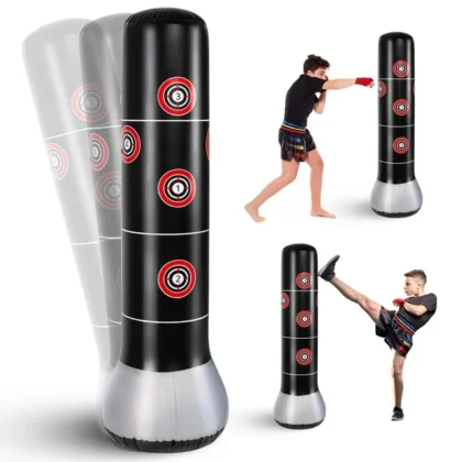 RUNACC Freestanding Punching Boxing Bag 5.2 ft Inflatable Stress Punch Tower Boxing Outdoor, Black