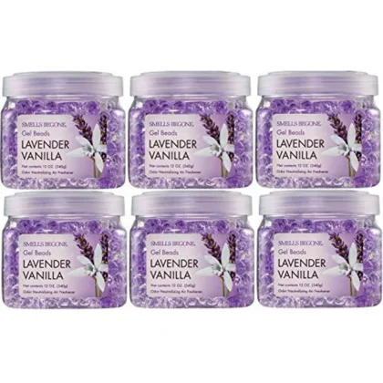 SMELLS BEGONE 12oz 6-Pack Odor Absorber Gel Beads Air Freshener Odor Control Lavender Vanilla Scent