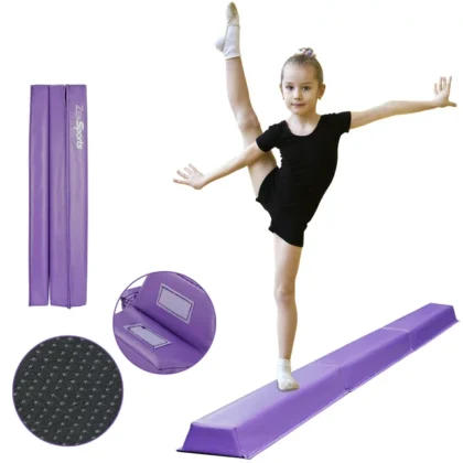ZenSports 9FT Tri-Fold Balance Beam – Portable Home Gymnastics Kids Training Anti-Slip Base, Purple